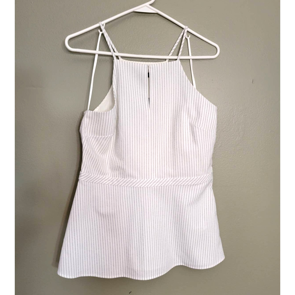 NWT Women's Striped Banana Republic Sadie High Neck Peplum Top Size 8